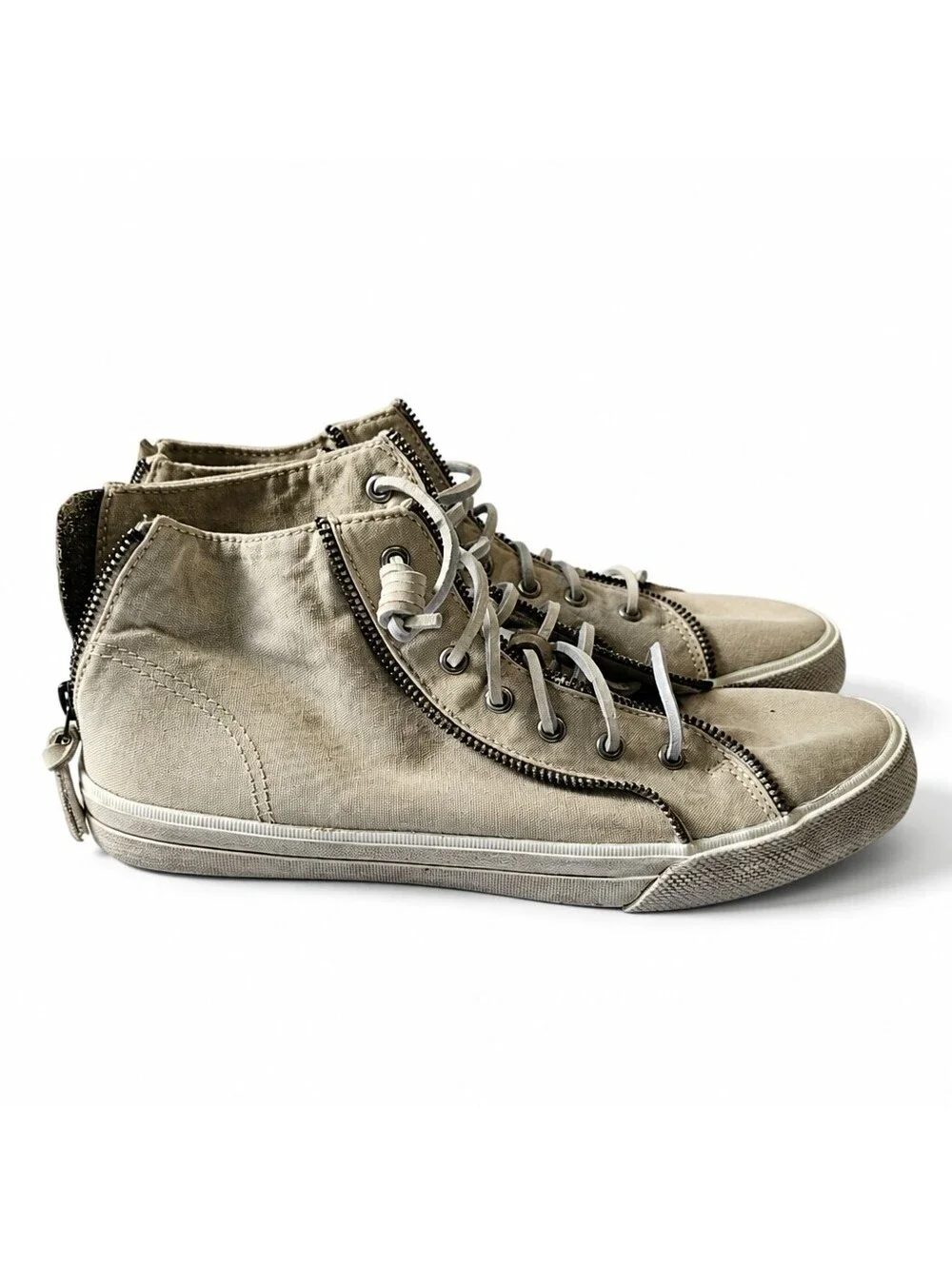 Sperry x Rebecca Minkoff High Top Sneakers Women’s 10 Tan Zipper Canvas